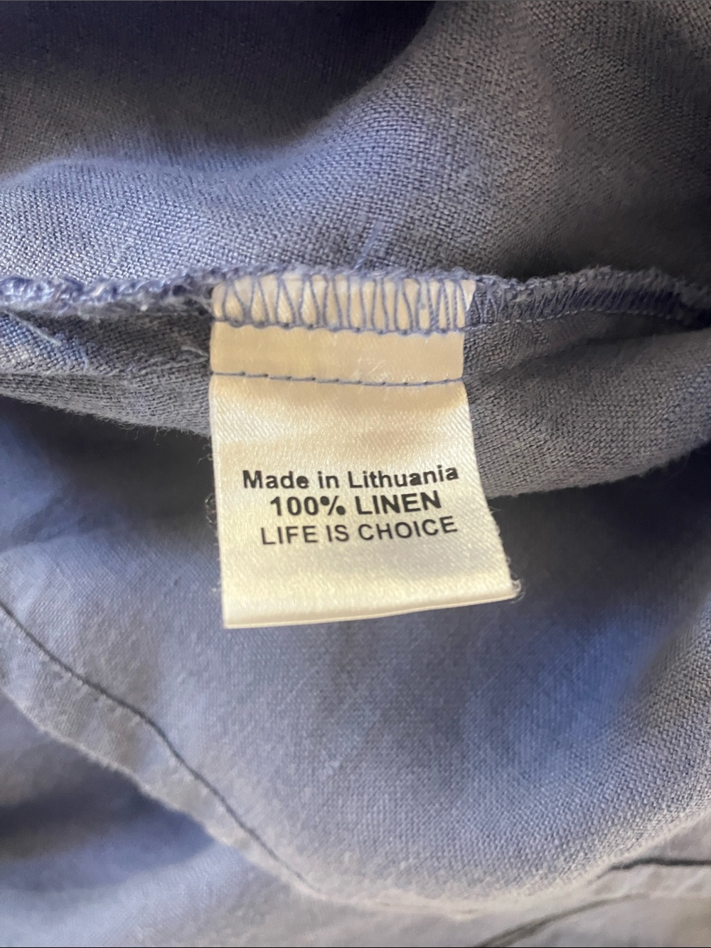 FLAX Vintage Blue Linen Flowy V-Neck Top w/ White Daisy Customization Size M - Picture 10 of 11